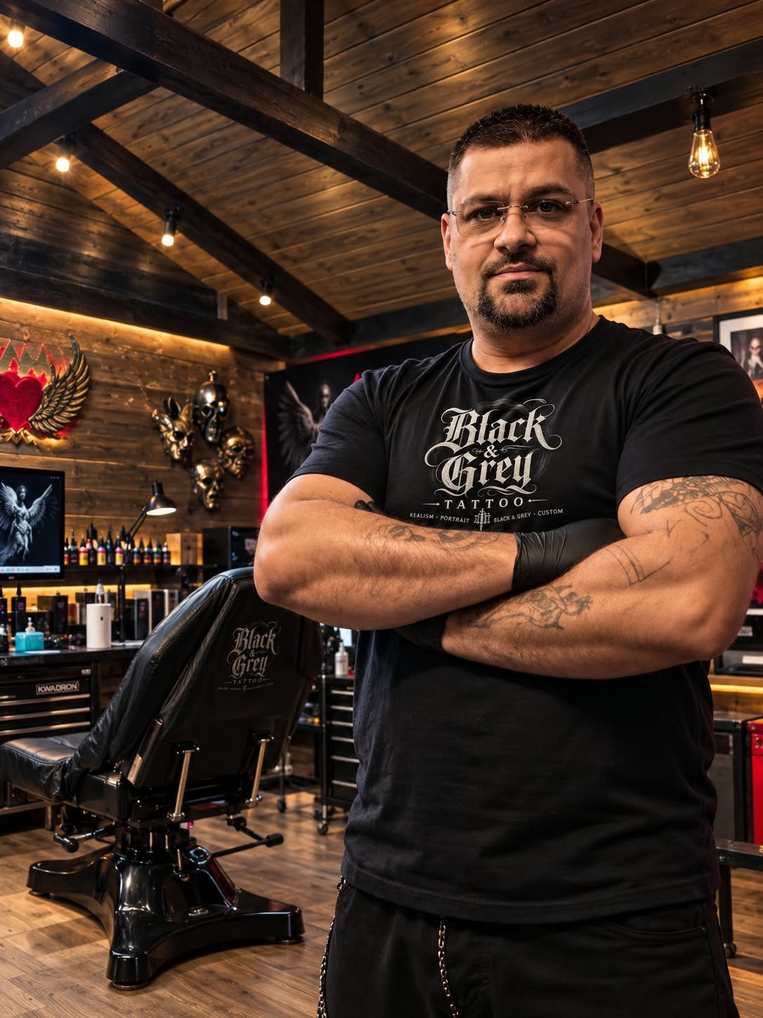 Florin, artistul MAX TATTOO, în studio